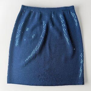 ST JOHN Black Santana Knit Mini Skirt, Paillette Sequins, Size 8
